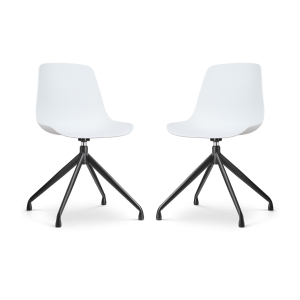 Nolon Nola-Pip Draaibare Eetkamerstoelen Wit – Zwart Onderstel – 2x Nolon Nola-Pip Draaibare Eetkamerstoelen Wit – Zwart Onderstel – 2x