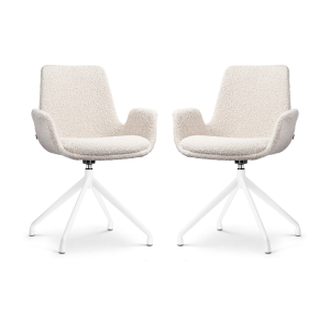 Nolon Nola-Eef Draaibare Eetkamerstoelen Bouclé Beige – Wit – 2x Nolon Nola-Eef Draaibare Eetkamerstoelen Bouclé Beige – Wit – 2x