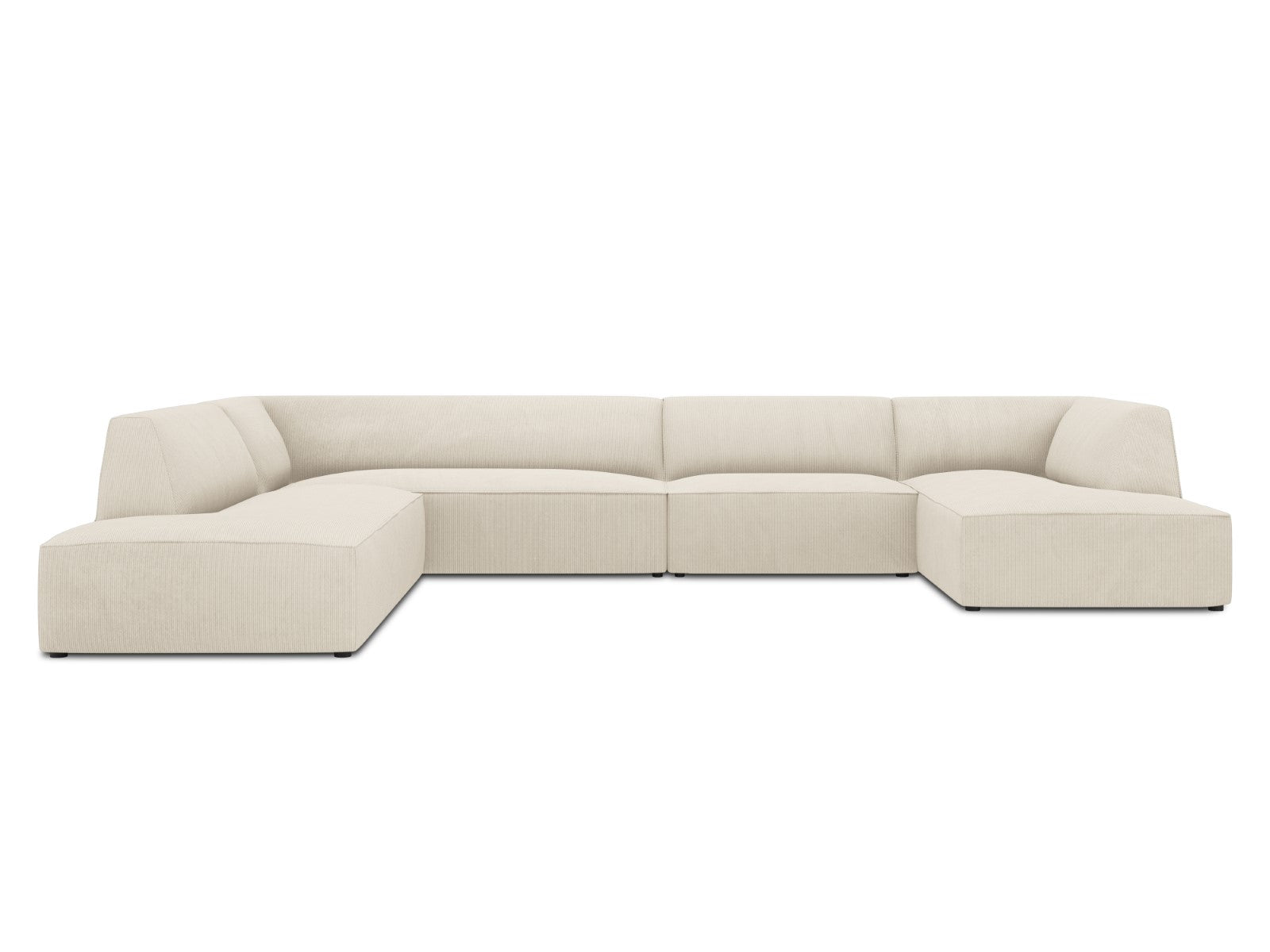 Micadoni Panoramische hoekbank links Ruby 7-zits, ribfluwelen, lichtbe