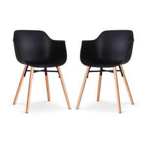 Nolon Nena-Puk Eetkamerstoelen Set van 2 – Zwart – Houten Poten Nolon Nena-Puk Eetkamerstoelen Set van 2 – Zwart – Houten Poten