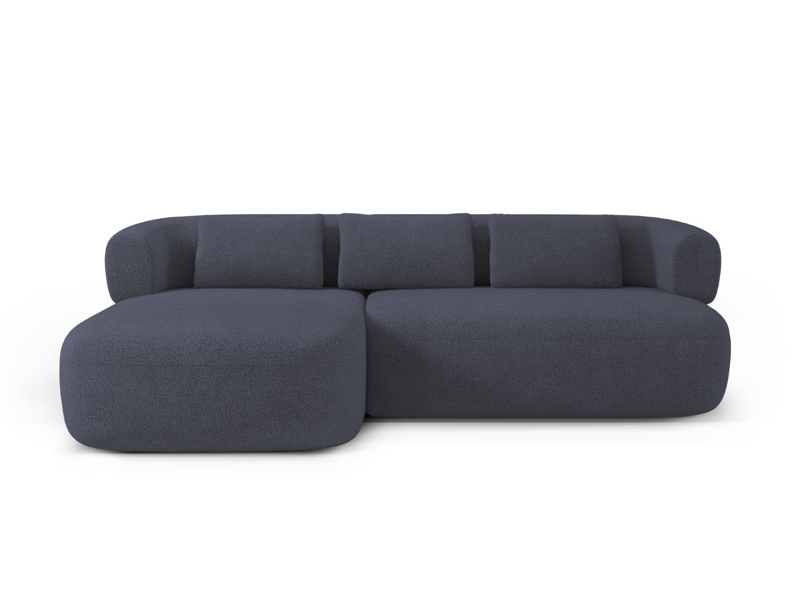 Micadoni linker hoekbank Jenny 5-zits, boucle donkerblauw - 145x225x73
