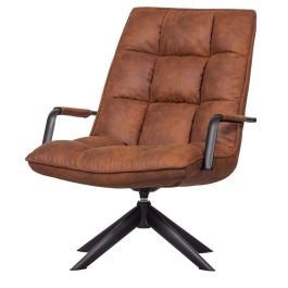 WOOOD Jouke Draaifauteuil met Armleuning Cognac