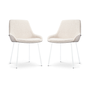 Nolon Nora-Isa Eetkamerstoelen Set van 2 – Bouclé Beige – Wit Nolon Nora-Isa Eetkamerstoelen Set van 2 – Bouclé Beige – Wit