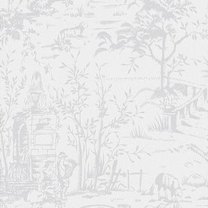 Laura Ashley Vliesbehang – Toile de Jouy Sugared Grey – Grijs 10mx52cm Laura Ashley Vliesbehang – Toile de Jouy Sugared Grey – Grijs 10mx52cm