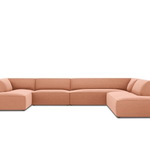 Micadoni Panoramische hoekbank rechts Ruby 7-zits, flueel, roze – 273x Micadoni Panoramische hoekbank rechts Ruby 7-zits, flueel, roze – 273x