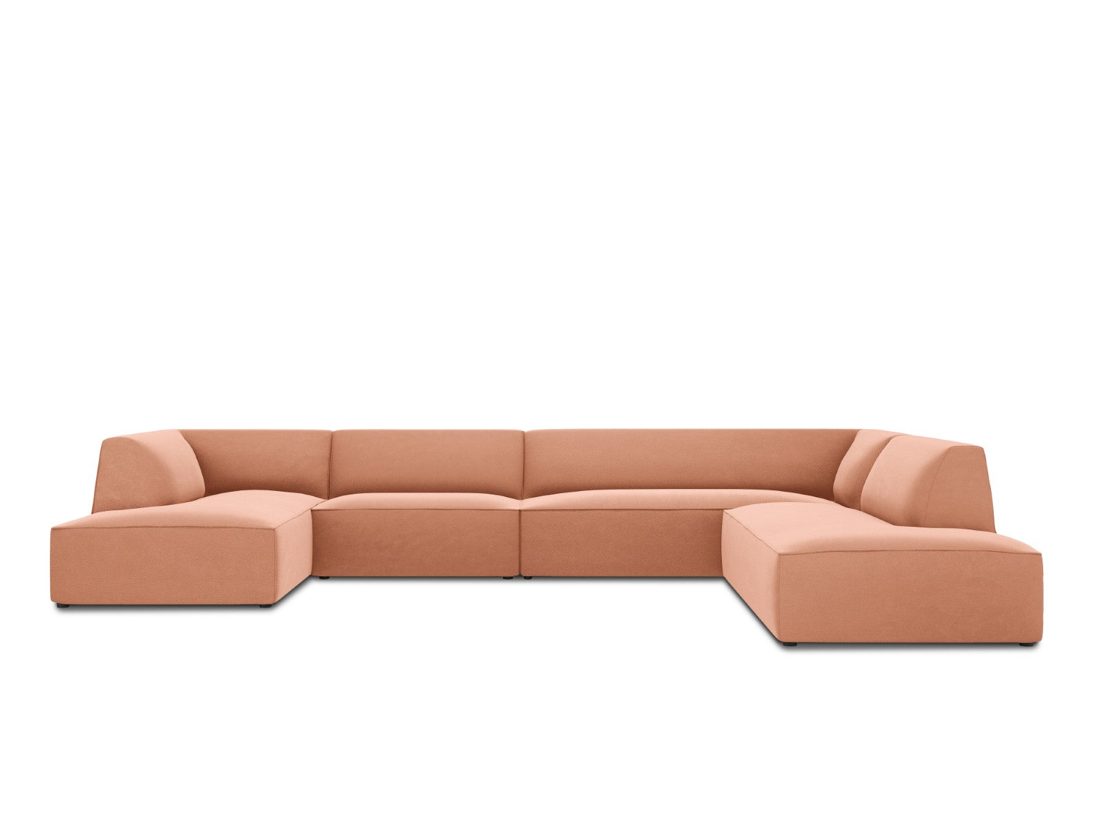 Micadoni Panoramische hoekbank rechts Ruby 7-zits, flueel, roze - 273x