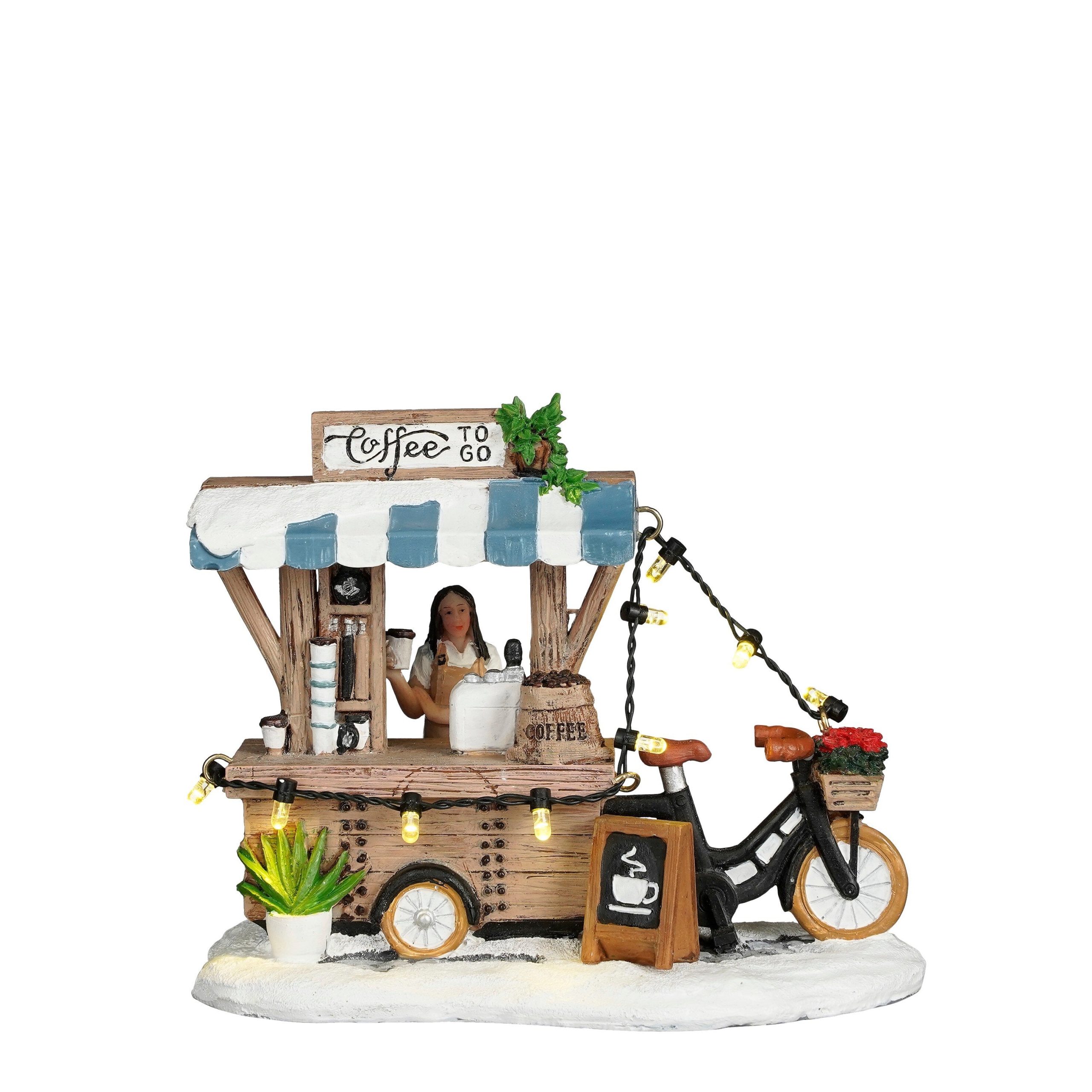 LuVille Kerstdorp Miniatuur Coffee to go - L14 x B8 x H11 cm