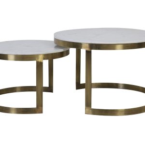 Light & Living salontafel PERLATO – Ø75x47cm – wit – Set van 2 Light & Living salontafel PERLATO – Ø75x47cm – wit – Set van 2