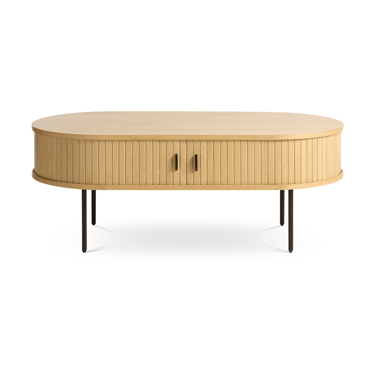 Olivine Lenn Ovale Houten Salontafel met Opbergruimte - Naturel Eiken