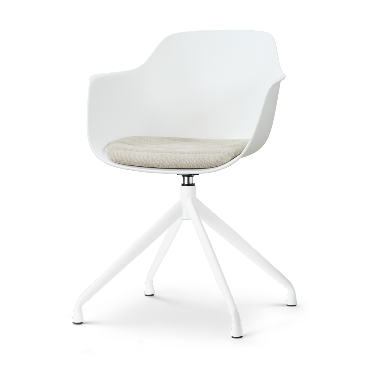 Nolon Nola-Liz Eetkamerstoel Wit met Naturelbeige Zitkussen Witte Pote