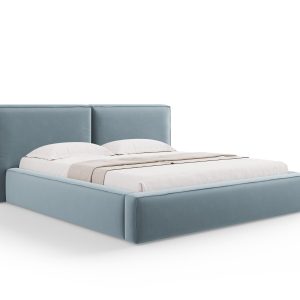 Micadoni Opbergbed met hoofdeinde Jodie 180x200cm, flueel, lichtblauw Micadoni Opbergbed met hoofdeinde Jodie 180x200cm, flueel, lichtblauw