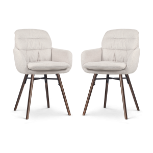 Nolon Nena-Mia Eetkamerstoelen Set van 2 – Beige – Walnoot Hout Nolon Nena-Mia Eetkamerstoelen Set van 2 – Beige – Walnoot Hout