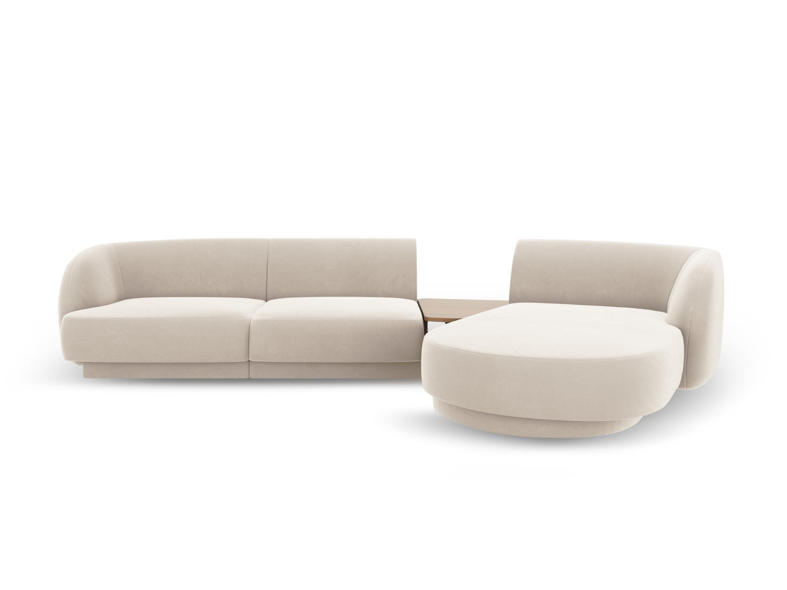 Micadoni Rechte modulaire bank Miley 3-zits, flueel, lichtbeige - 178x