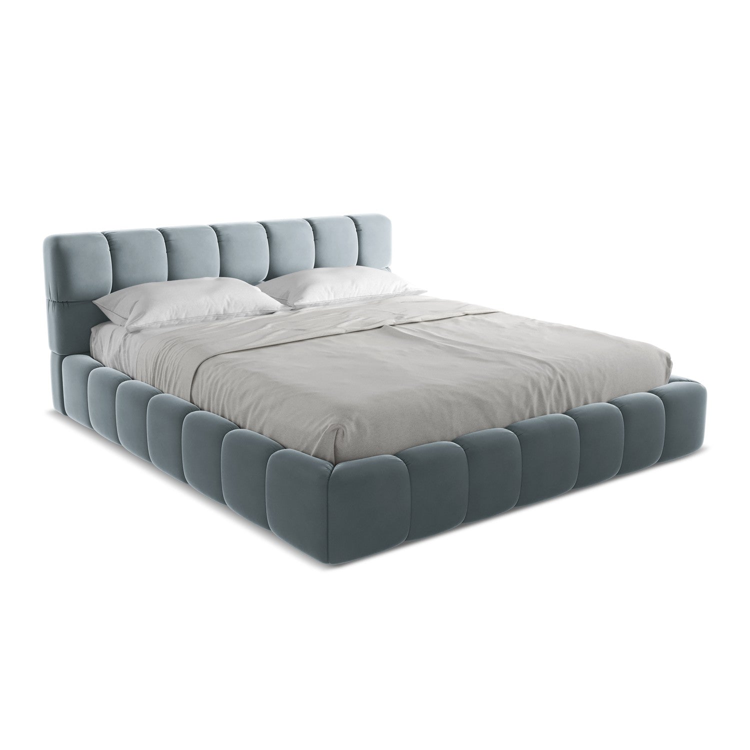 LaMiaSofa Bed met opbergruimte Roma - velours - lichtblauw - 200x228x8