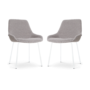 Nolon Nora-Isa Eetkamerstoelen Set van 2 – Bouclé Taupe – Wit Nolon Nora-Isa Eetkamerstoelen Set van 2 – Bouclé Taupe – Wit