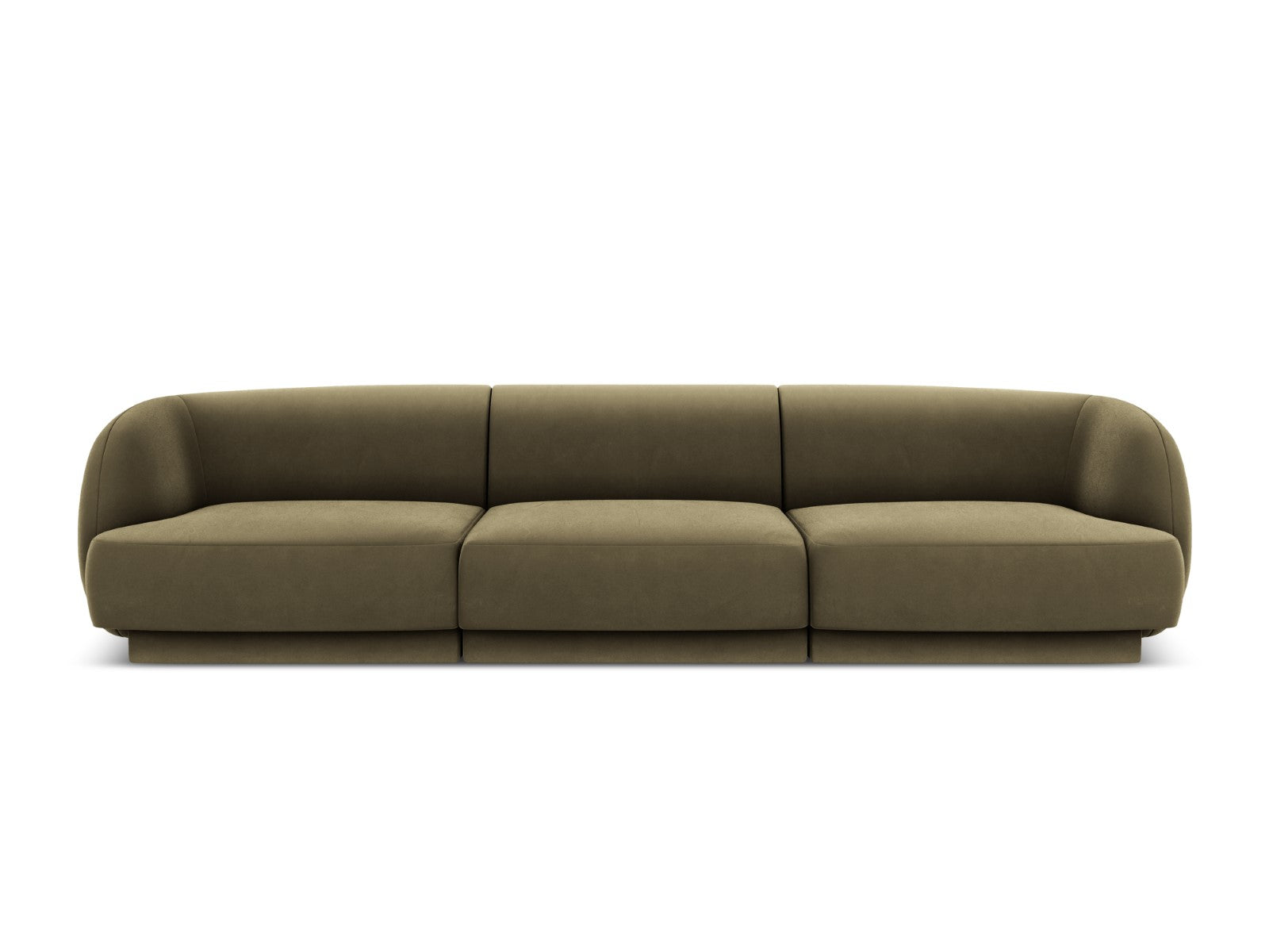 Micadoni Bank Miley 3-zits, flueel, groente - 90x255x70cm