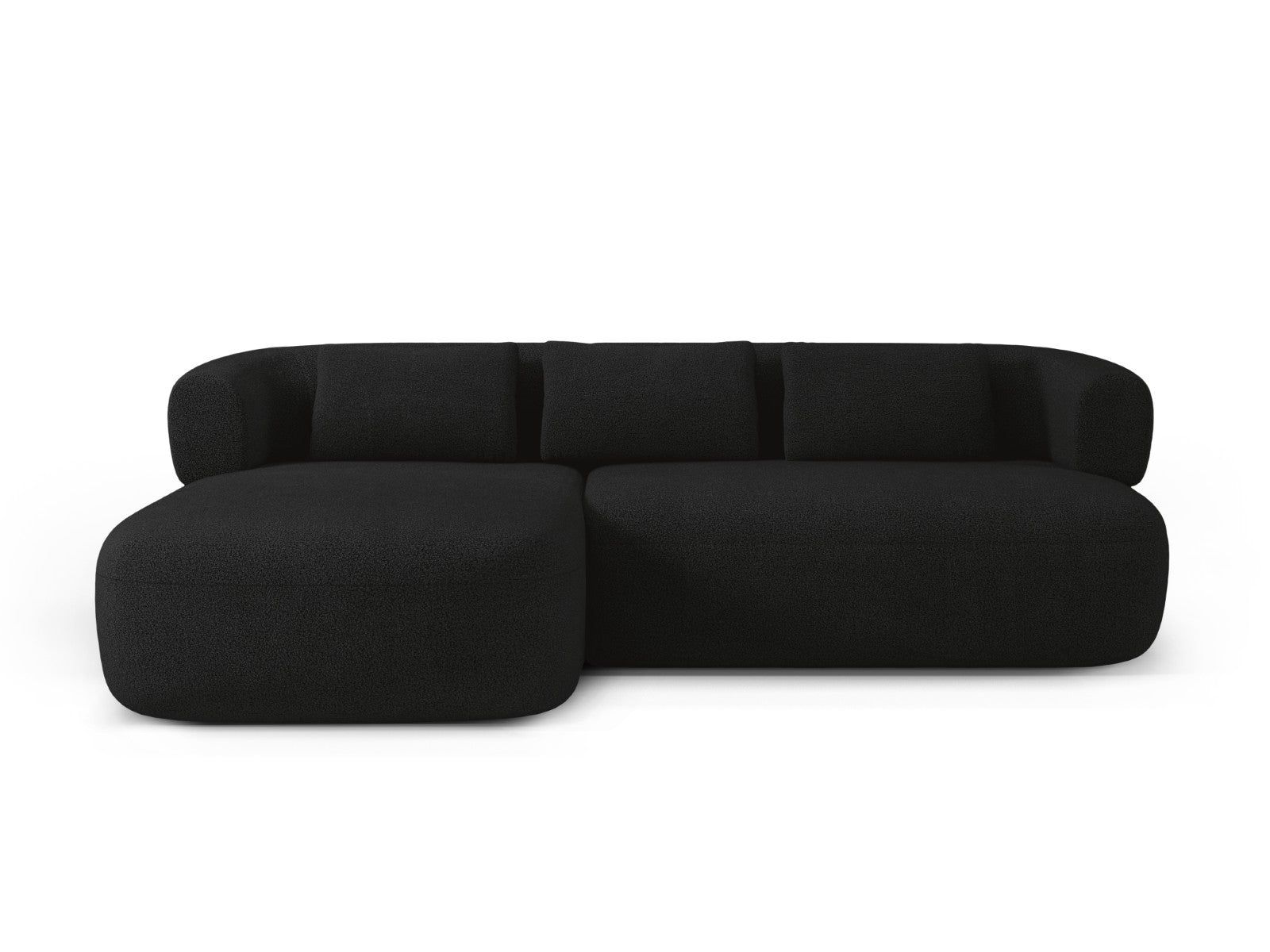 Micadoni linker hoekbank Jenny 5-zits, boucle zwart - 145x225x73cm
