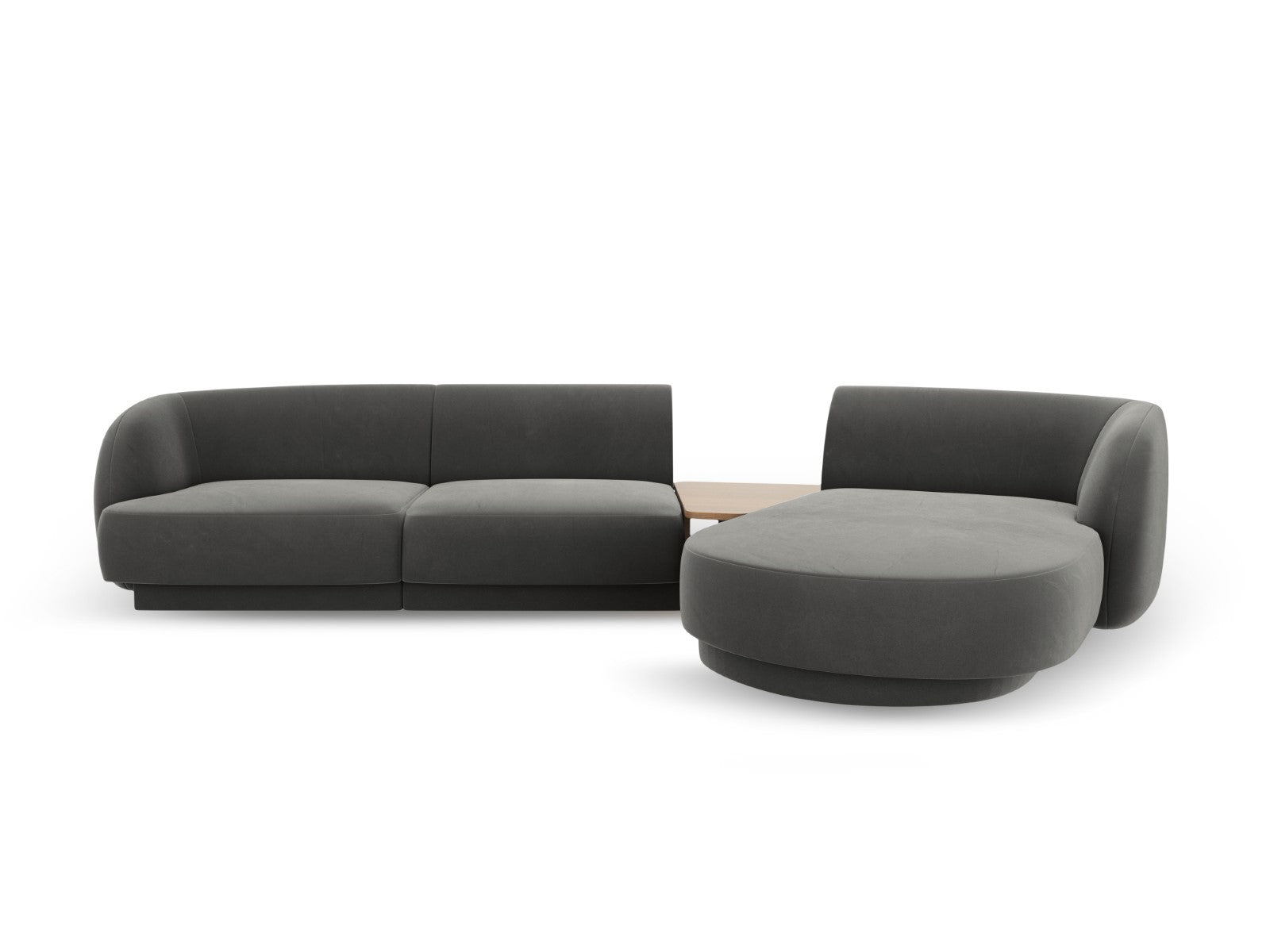 Micadoni Rechte modulaire bank Miley 3-zits, flueel, lichtgrijs - 178x