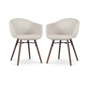 Nolon Nena-Otis eetkamerstoel beige – walnoot houten onderstel – set v Nolon Nena-Otis eetkamerstoel beige – walnoot houten onderstel – set v