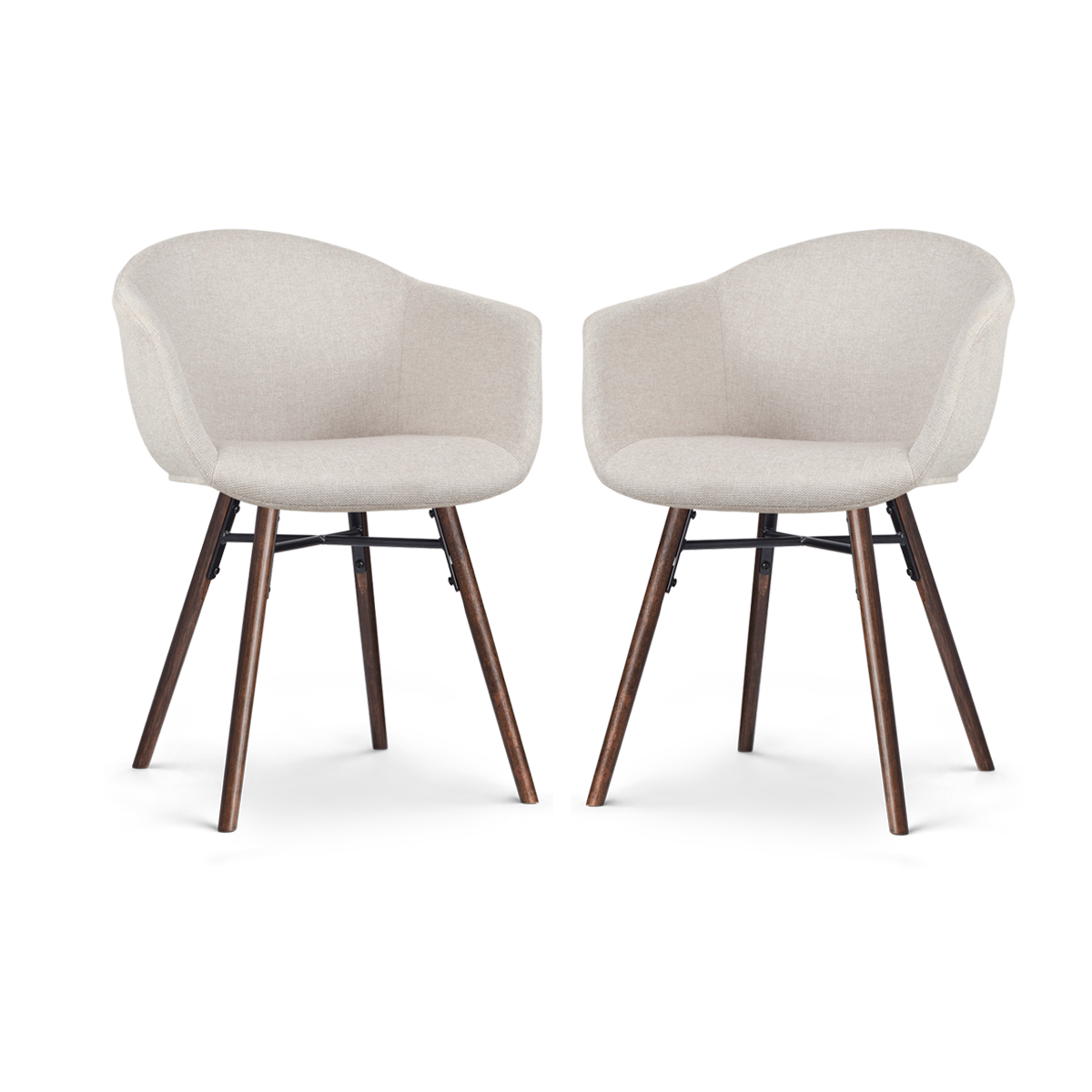 Nolon Nena-Otis eetkamerstoel beige - walnoot houten onderstel - set v