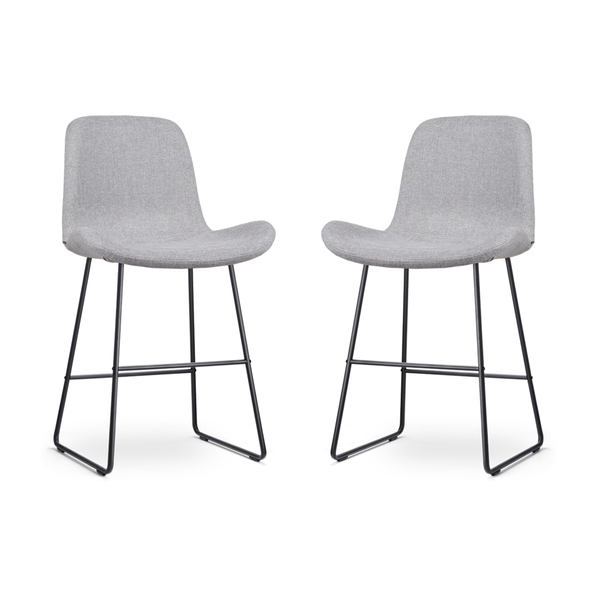 Nolon Nino-Fé Barkrukken Set van 2 - Lichtgrijs - Zwart - 65 cm