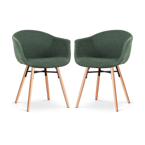Nolon Nena-Otis Eetkamerstoelen Set van 2 – Donkergroen – Houten Poten Nolon Nena-Otis Eetkamerstoelen Set van 2 – Donkergroen – Houten Poten