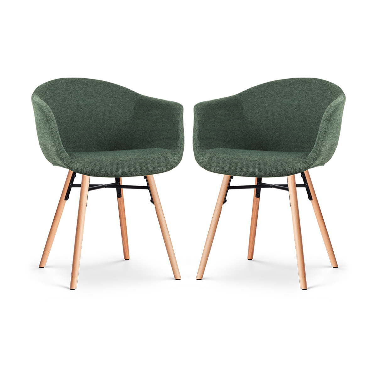 Nolon Nena-Otis Eetkamerstoelen Set van 2 - Donkergroen - Houten Poten