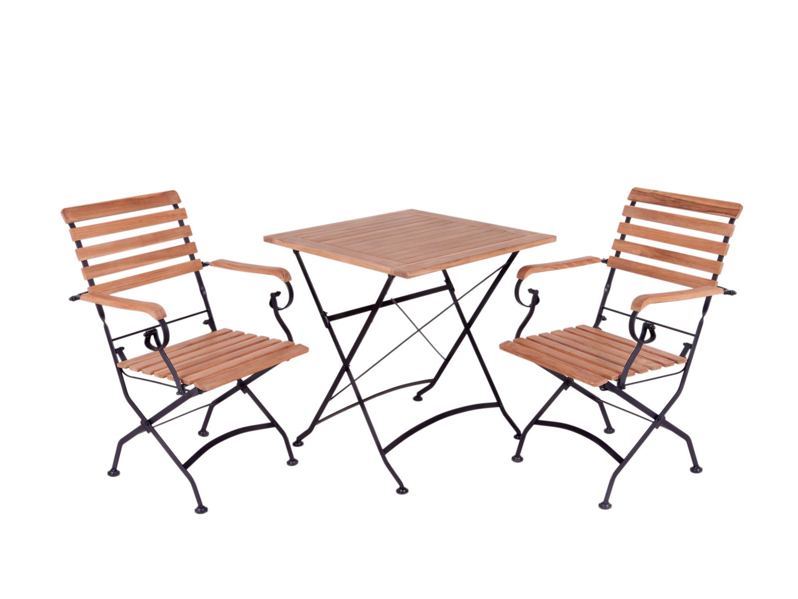 MaximaVida inklapbare vierkante acacia bistro set Toscana 70 cm zwart