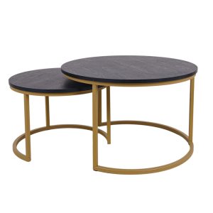 MaximaVida ronde salontafel set Chicago XL 75 cm champagne goud – pine MaximaVida ronde salontafel set Chicago XL 75 cm champagne goud – pine