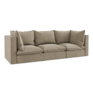 LaMiaSofa 3-zits bank Ravenna – velours – beige – 255x90x77