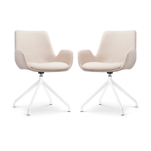 Nolon Nola-Eef Draaibare Eetkamerstoelen Beige – Wit – 2x Nolon Nola-Eef Draaibare Eetkamerstoelen Beige – Wit – 2x