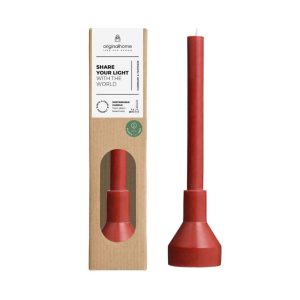 Originalhome sculpture kaars met houder – rood Originalhome sculpture kaars met houder – rood