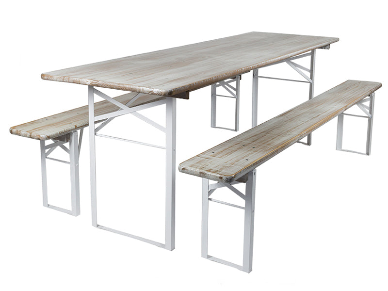 MaximaVida inklapbare picknickset Berlijn 200 cm whitewash - FSC hout