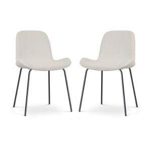 Nolon Nora-Fé Eetkamerstoelen Set van 2 – Rib Crème – Zwarte Poten Nolon Nora-Fé Eetkamerstoelen Set van 2 – Rib Crème – Zwarte Poten