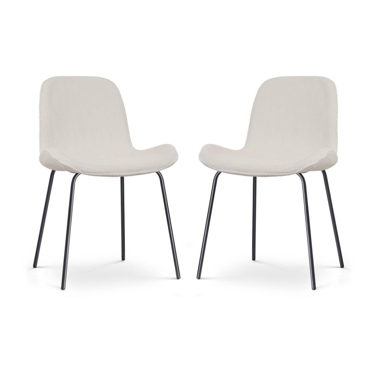 Nolon Nora-Fé Eetkamerstoelen Set van 2 - Rib Crème - Zwarte Poten