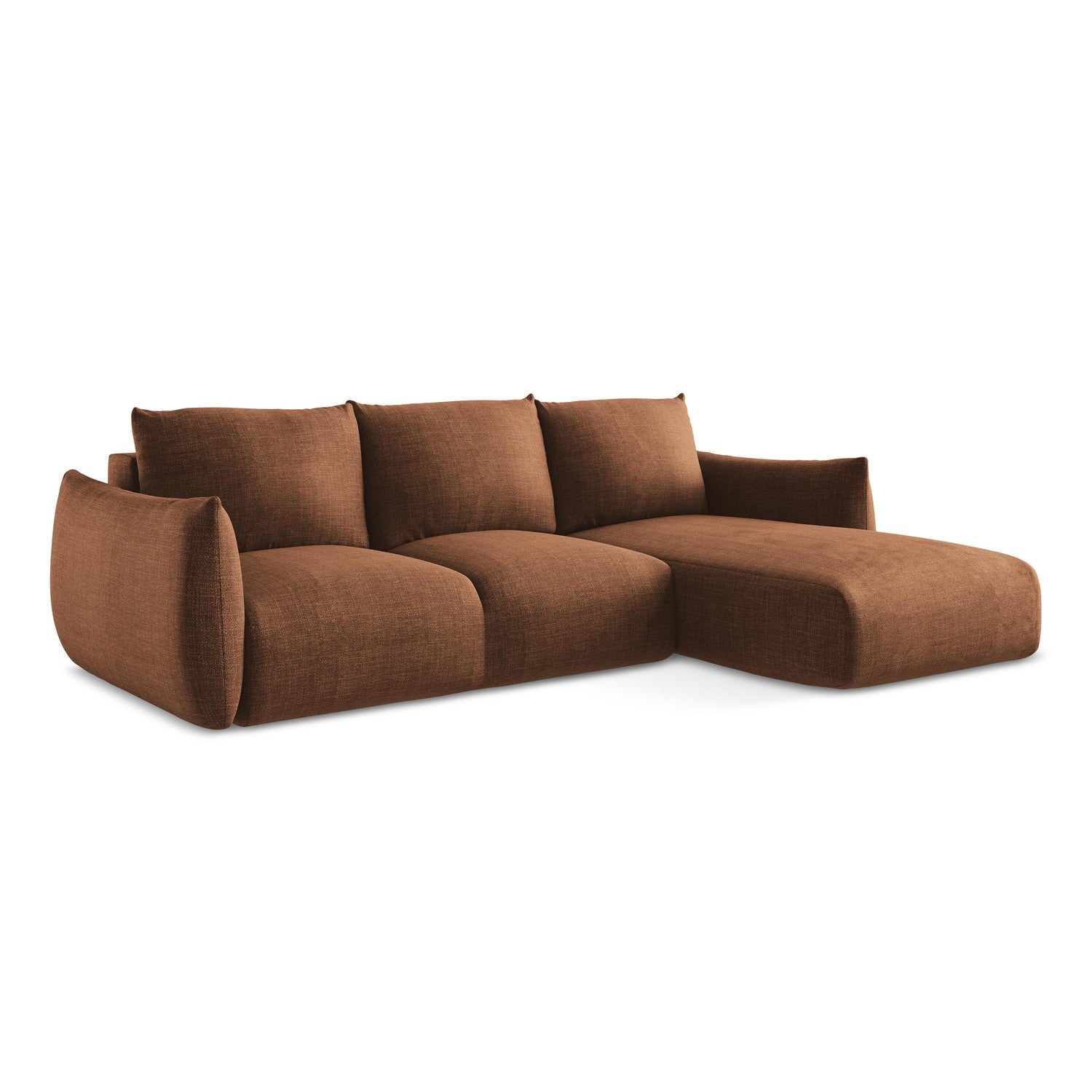 LaMiaSofa hoekbank rechts Savona - textuurstof - terracotta - 242x162x