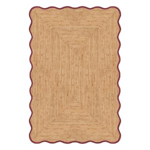 Mrcarpet jute vloerkleed Scallop – wafelstructuur – naturel/roest – 20 Mrcarpet jute vloerkleed Scallop – wafelstructuur – naturel/roest – 20