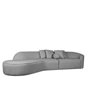 LABEL51 Bank Stelvio 4-Zits Links – Grijs Bouclé – 338x150x74cm