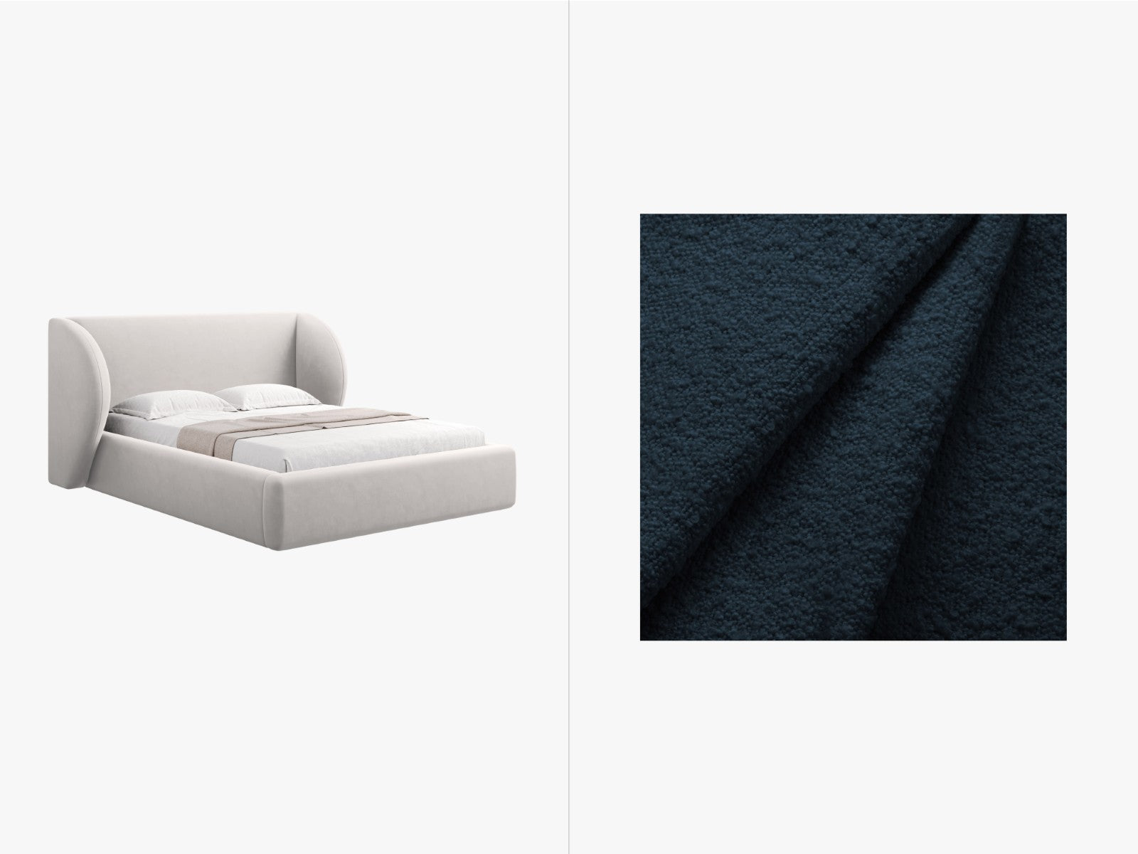 Micadoni Opbergbed met hoofdeinde Miley 200x200cm boucle donkerblauw -