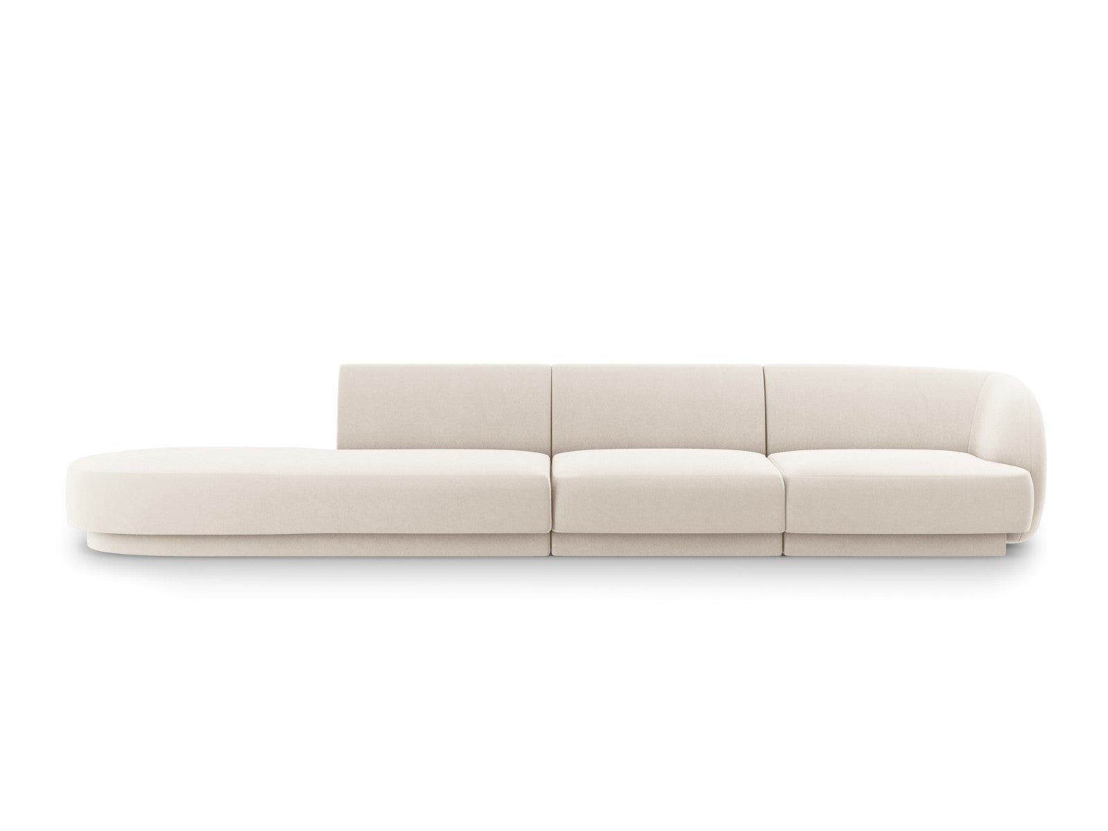 Micadoni linker bank Miley 4-zits, flueel, lichtbeige - 90x323x70cm
