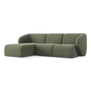 LaMiaSofa hoekbank links Cervo – bouclé – olijf – 248x166x101