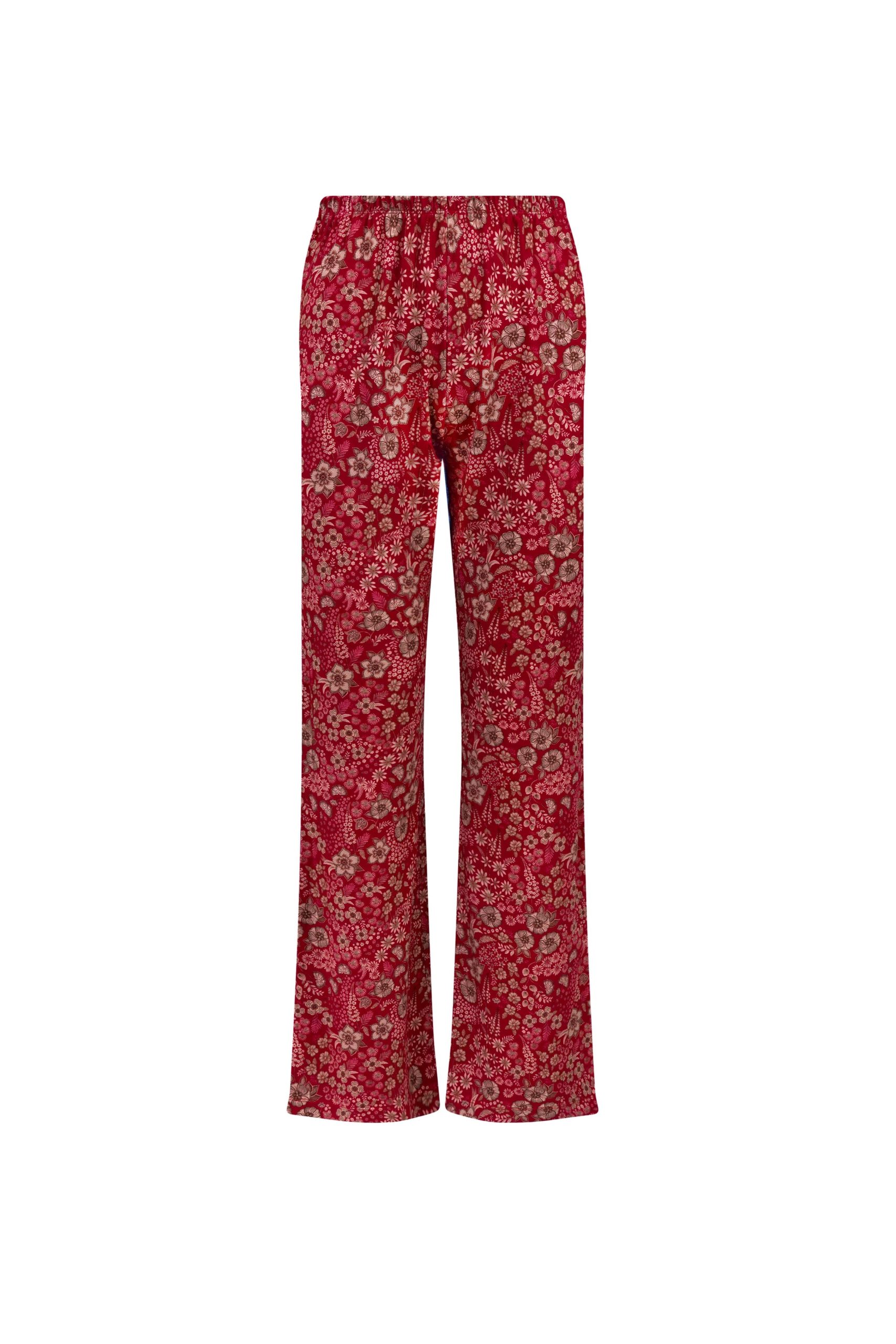 Pip Studio - Blake Pyjama Broek Dames - Daisy Dreams - Rood - XXL