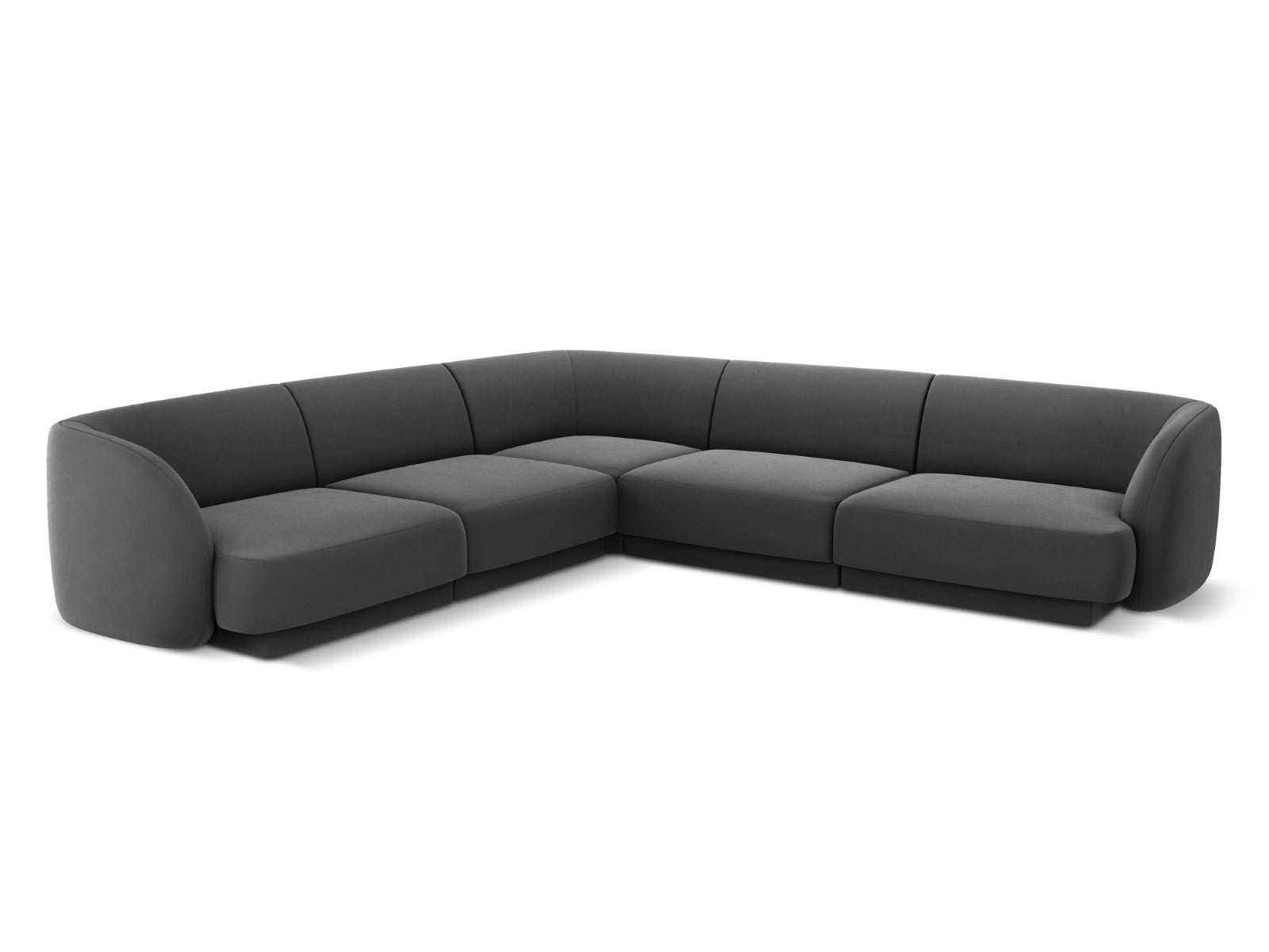 Micadoni Symmetrische hoekbank Miley 5-zits, flueel, grijs - 255x255x7