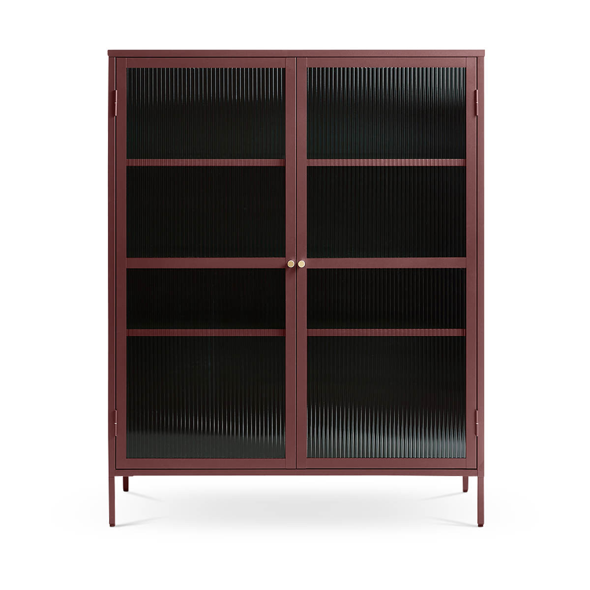 Olivine Katja Metalen Vitrinekast met Ribglas - B 111 cm - Rood