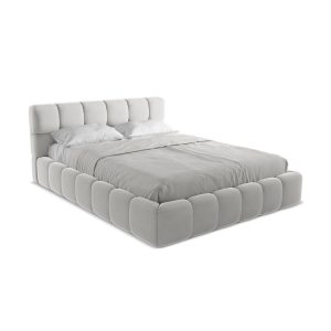 LaMiaSofa Bed met opbergruimte Roma – velours – zilver – 180x228x82 LaMiaSofa Bed met opbergruimte Roma – velours – zilver – 180x228x82
