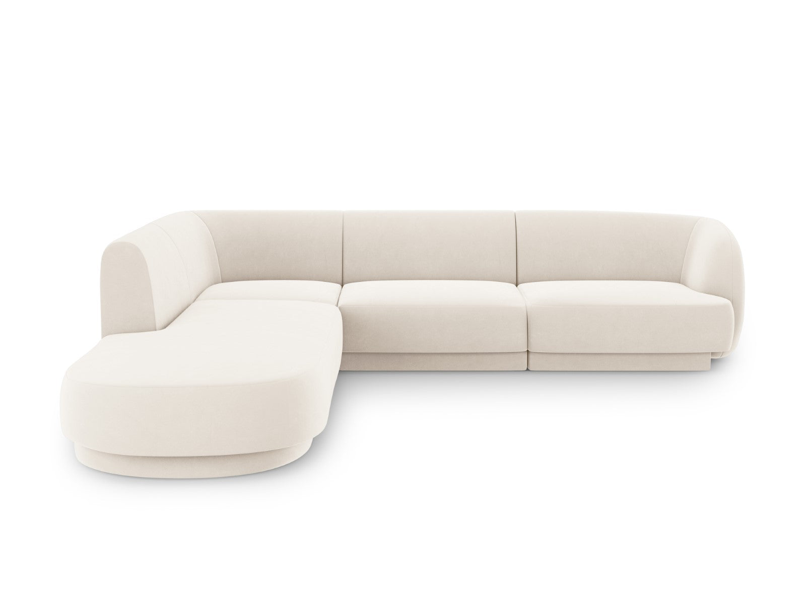 Micadoni linker hoekbank Miley 6-zits, flueel, lichtbeige - 248x255x70