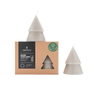 Originalhome dennenboom kaars – lichtgrijs – M – set van 2 Originalhome dennenboom kaars – lichtgrijs – M – set van 2