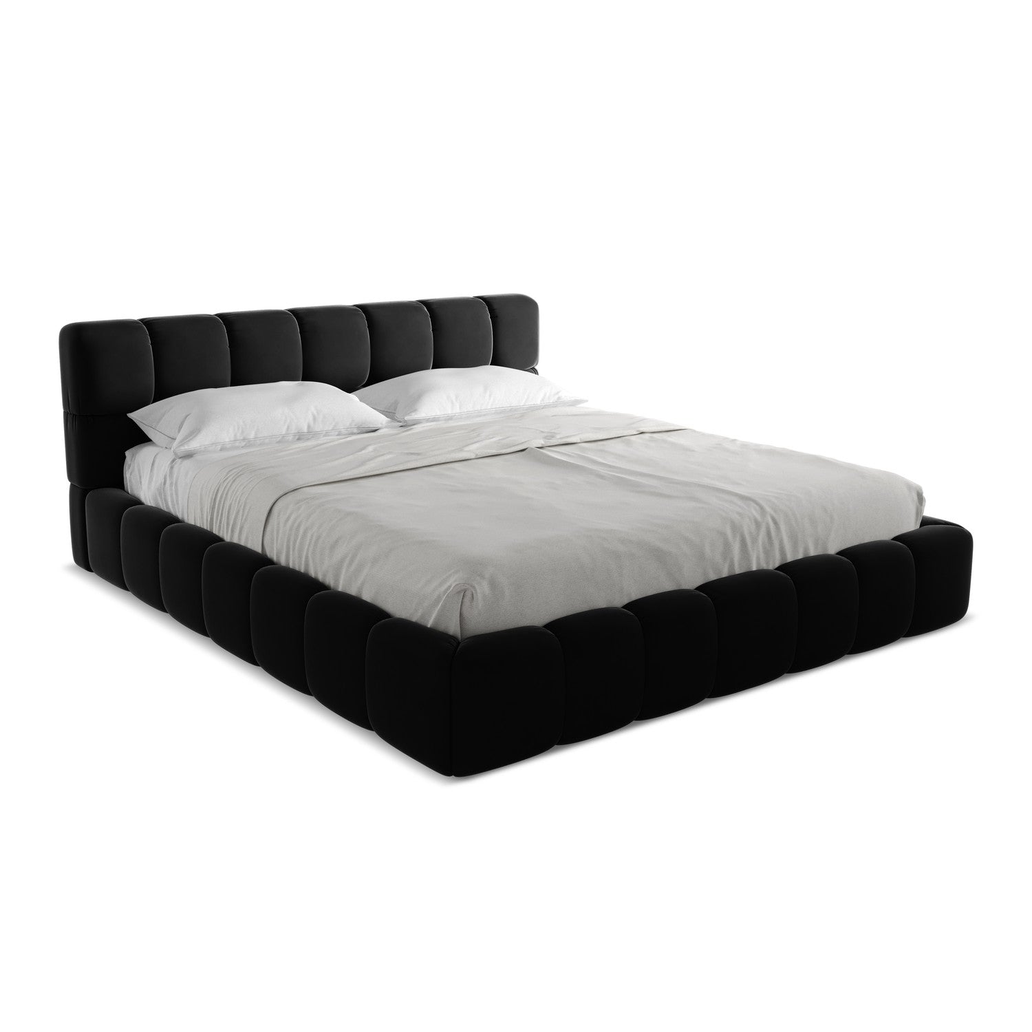 LaMiaSofa Bed met opbergruimte Roma - velours - zwart - 200x228x82