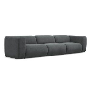 LaMiaSofa 4-zits bank Bari – chenille stof – grafiet – 319x89x70