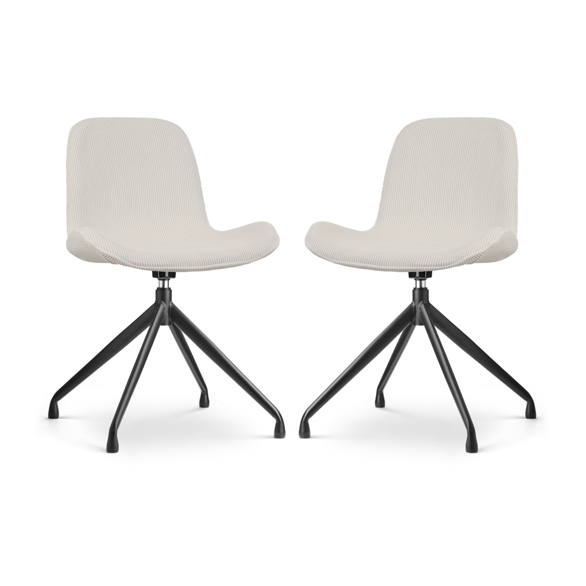 Nolon Nola-Fé Draaibare Eetkamerstoelen Set van 2 Rib Crème - Zwart